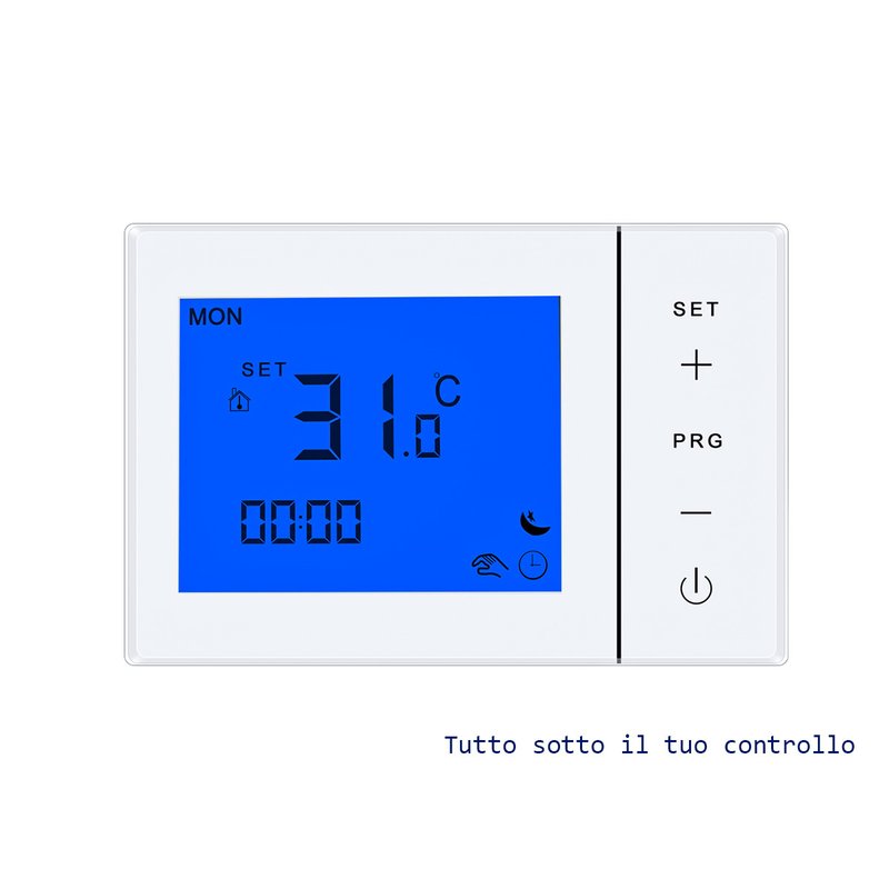 Termostato Con Display LCD Tasti Touch Rettangolare Standard 503 Programma Settimanale Per Caldaia A Gas Alimentato Con 2 Batterie AA