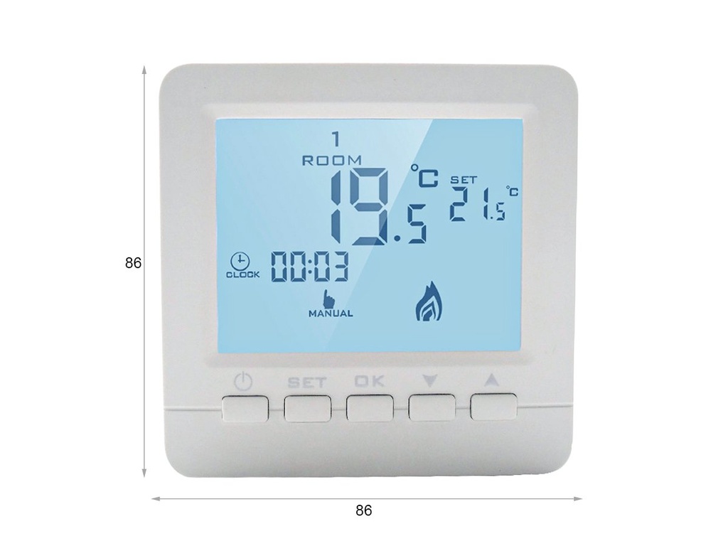 Termostato Digitale Con Tasti Programmabile Per Caldaia A Gas Murale Da Parete Alimentato Con 2 Pile AA