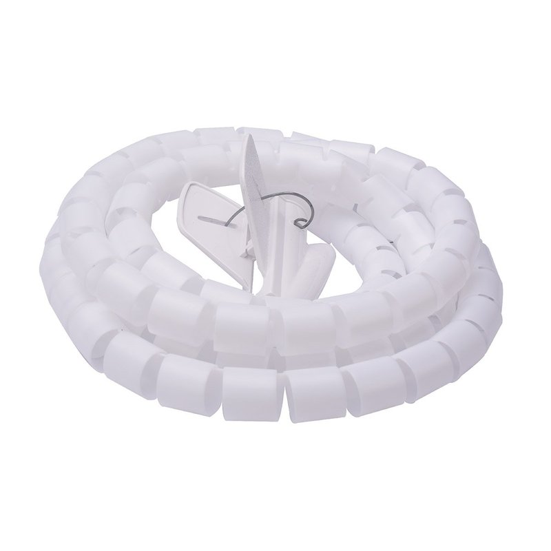 Spirale Avvolgi Cavo Flessibile Guaina Raccogli Organizzer Cavi Fermaglio Guidafilo Incluso 1,8M D15mm Bianco