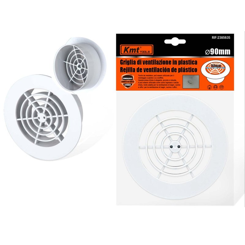 Griglia di Ventilazione Rotonda Griglia Aerazione In Plastica D125mm Foro 90mm H40mm