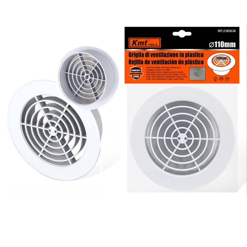 Griglia di Ventilazione Rotonda Griglia Aerazione In Plastica D145mm Foro 110mm H40mm