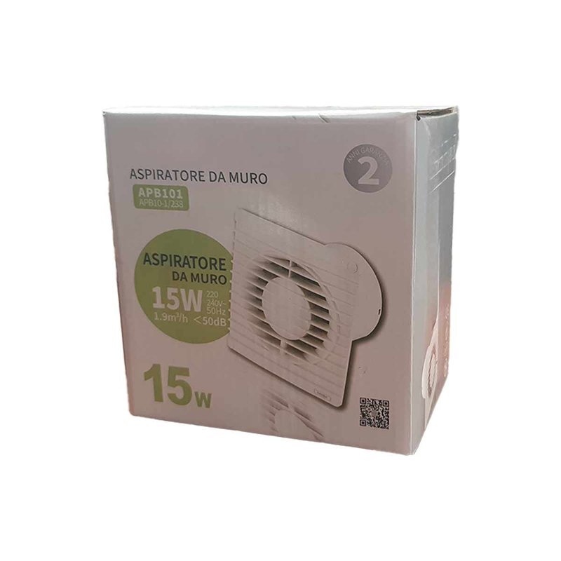 Ventola di Aspirazione 15W 1.9m3/h 50dB Aspiratore da Muro per Bagno Cucina 220V 240V 50Hz