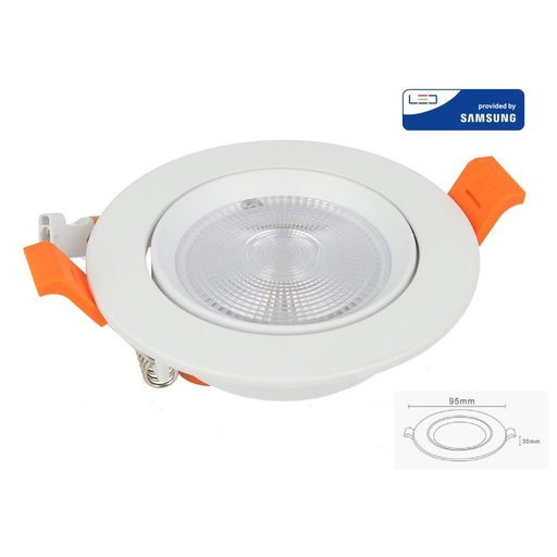 [FP1210C] Faretto Led Da Incasso Orientabile 10W Cob Caldo 3000K Diametro 95mm Foro 80mm Chip Samsung SKU-21839