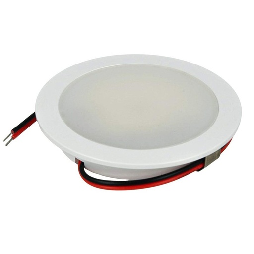 [FP5514F] Mini Faretto Led Da Incasso Rotondo Carcassa Bianca 5W AC/DC 12V DC 24V Freddo 6000K Foro 60mm