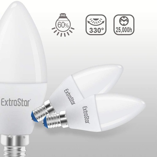 [LC14208N] 2 PZ Lampada A Led E14 C37 8W Bianco Neutro 4200K 720 Lumen