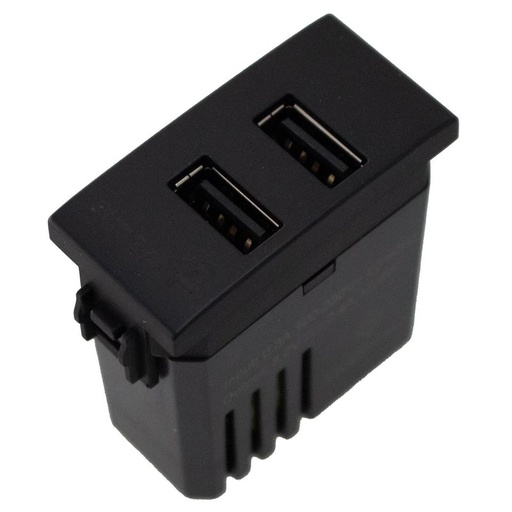 [LK42044U3B] Modulo Presa Caricatore USB 5V 2,4A 2 Porte USB-A Colore Nero Compatibile Con Bticino Living e Vimar Plana