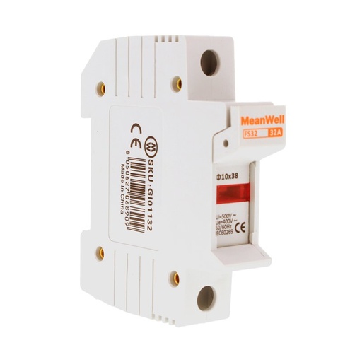 [GI01132] MeanWell Portafusibile Modulare AC 1P 1M D10X38mm 32A AC 500V IP20 IEC60269