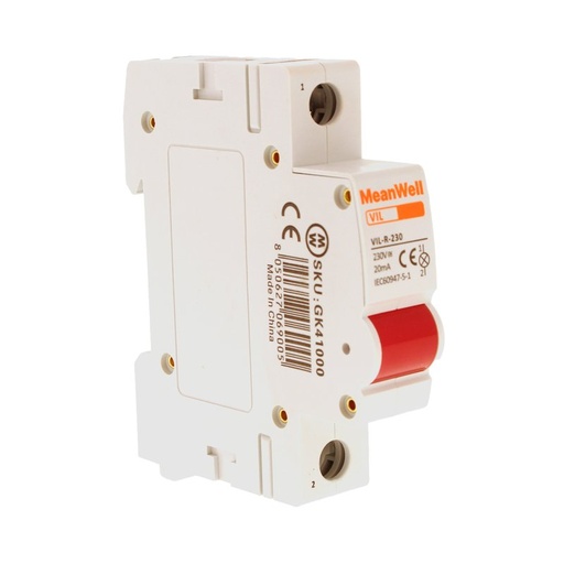 [GK41000] MeanWell Indicatore Luminoso Modulare Rosso 1P 1M AC 230V IP20 IEC60947-5-1