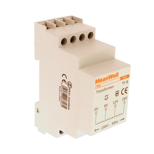 [GI22824] MeanWell Trasformatore Campanello Modulare Per Citofoni e Videocitofoni 2M 8V 12V 24V AC AC 230V IP20 IEC61588-1