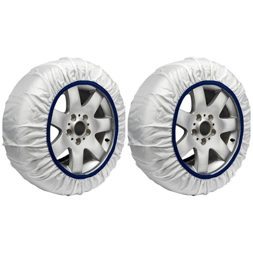 [CN02042] Calze Da Neve per Auto Omologate EN 16662-1 Modello Bianco Standard Misura L