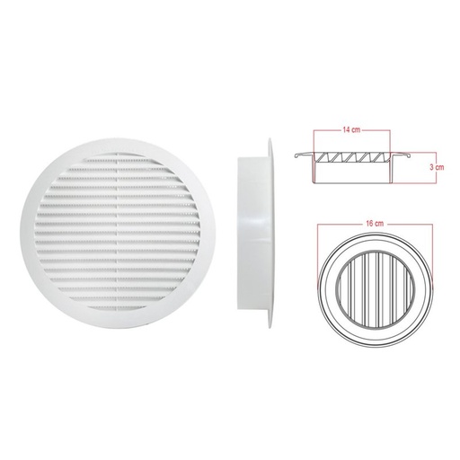 [AS703963] Griglia di Ventilazione Rotonda Griglia Aerazione In Plastica D160mm Foro 140mm Made In Italy