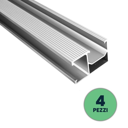 [FV11538] V-TAC Profili in Alluminio Argento per Fissaggio Pannelli Solari Fotovoltaici Lunghezza 2m (Confezione 4 Pezzi) SKU-11538