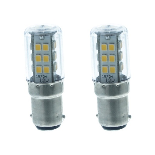 [RE1541DC] 2 Pezzi Lampada Led Barca BA15D Bianco Caldo 12V 24V 4W