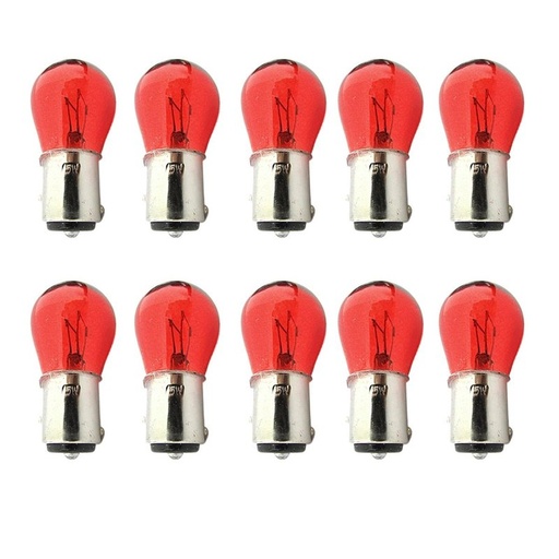 [LA1263] 10 Pezzi Lampada Alogena S25 P21/5W BAY15D 12V 21/5W Rosso Doppio Filamento