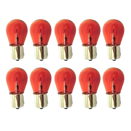 [LA1225] 10 Pezzi Lampada Alogena S25 PY21W BA15S 12V 21W Arancione Piedi Dritti