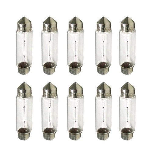 [LA1241] 10 Pezzi Lampada Alogena Siluro T11 C10W 12V 10W 41mm