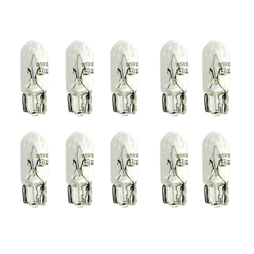 [LA1203] 10 Pezzi Lampada Alogena T10 W3W 12V 3W Tutto Vetro W2,1x9,5d