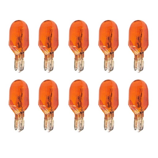 [LA1207] 10 Pezzi Lampada Alogena T10 WY5W 12V 5W Amber Arancione Zoccolo Vetro W2,1x9,5d