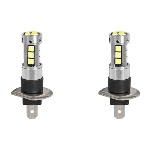 [PT200492X2] 2 Pezzi Lampada Led H1 P14.5S 12V 24V 15 SMD 3030 400lm 8W Bianco Freddo 6500K per Fendinebbia 45mm