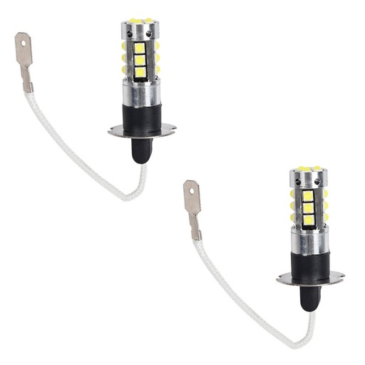 [PT200495X2] 2 Pezzi Lampada Led H3 PK22s 12V 24V 15 SMD 3030 400lm 8W Bianco Freddo 6500K per Fendinebbia 63mm