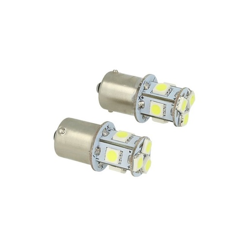 [LS2588F] 24V Lampada Led Canbus BA15S G18,5 R5W Bianco Per Camion Bus Barca Piedi Dritti 8 Smd 5050