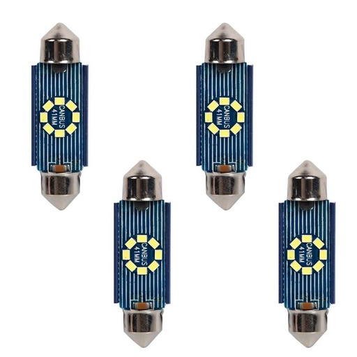 [PT200464X4] 4 Pezzi Lampada Led Siluro 41mm Canbus T11 SV8.5 C5W C10W 8 SMD 2016 12V 24V 2.5W 120lm Bianco 6500K per Auto e Camion