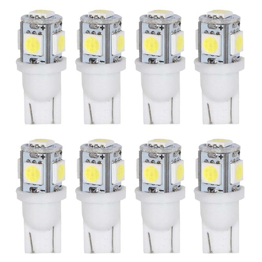 [PT200278X4] 8 Pezzi Lampada Led 28mm 12V Luce per Auto T10 W5W 5 SMD 5050 1W 100lm Lampadina 194 168 Bianco Freddo 6500K