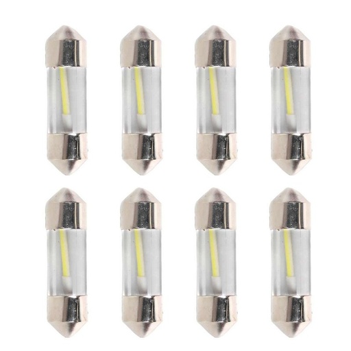 [PT200349X4] 8 Pezzi Lampada Led Siluro 31mm T11 SV8.5 C5W C10W COB 12V 1W 100lm Bianco Freddo 6500K