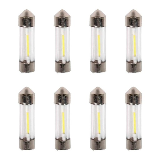 [PT200350X4] 8 Pezzi Lampada Led Siluro 36mm T11 SV8.5 COB C5W C10W 12V 1W 100lm Bianco Freddo 6500K