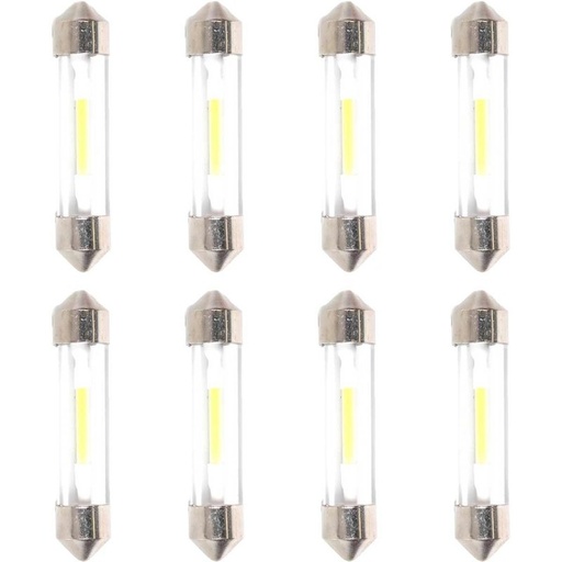 [PT200352X4] 8 Pezzi Lampada Led Siluro 41mm T11 SV8.5 COB C5W C10W 12V 1W 100lm Bianco Freddo 6500K