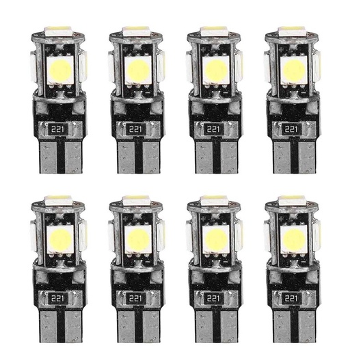 [PT200281X4] 8 Pezzi Lampada Led T10 W5W 194 168 5 SMD 5050 Luce Auto Canbus 12V 1.5W 100lm 25mm Lampadina Bianco Freddo 6500K