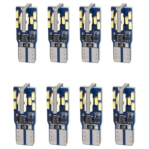 [PT200310X4] 8pcs Lampada Led T10 W5W 194 168 24 SMD 4014 Luce Auto Camion 12V 24V Canbus 1.5W 100lm 25mm Bianco Freddo 6500K