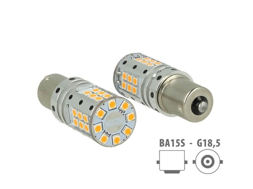 [LS8132] Lampada Led 1156 BA15S P21W Canbus 12V 25W Reale Arancione Per Frecce No Errore 32 Smd 3030