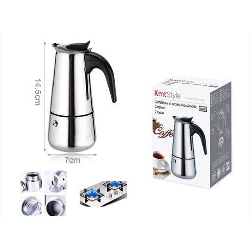 [AB576634] Caffettiera In acciaio Inossidabile 2 Tazze Alta 14,5cm