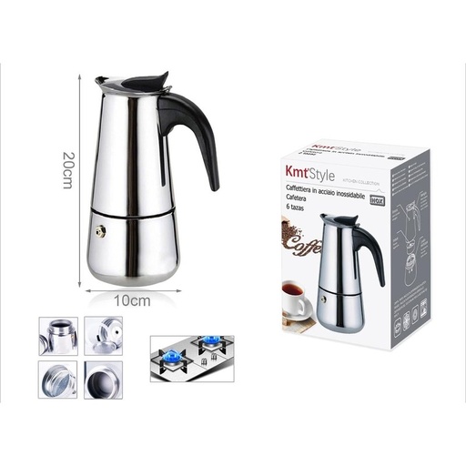 [AB576636] Caffettiera In acciaio Inossidabile 6 Tazze Alta 20cm