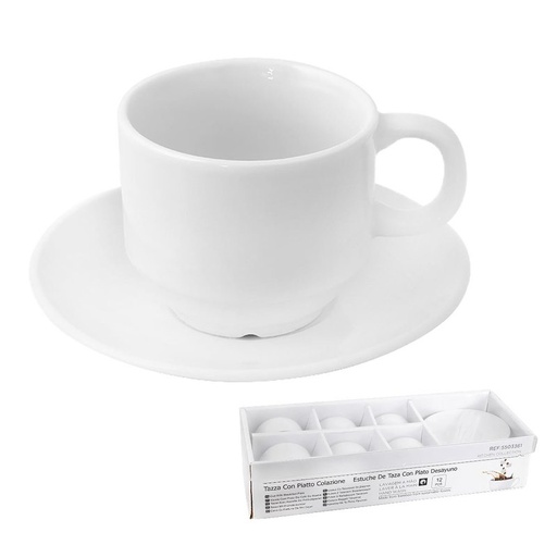 [AB573361] Set da 6 Tazzine da Caffè Espresso Bianche Con Piattini Classico