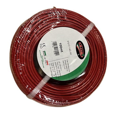 [FS17250-06] 100mt Cavo Elettrico FS17 450/750V Unipolare 1X2.5mm Colore Rosso Made In Italy