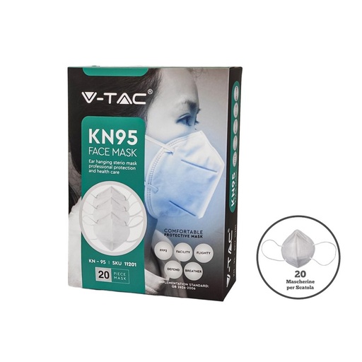 [VTAC11201] 20 Pezzi Mascherine KN95 V-TAC SKU-11201