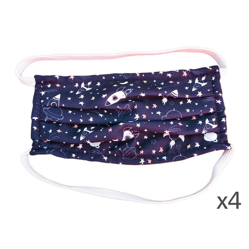 [AAA04STAR] 4 Mascherine Per Bambini Disegno Star Blu Sky Stella Made in Italy Tessuto TNT