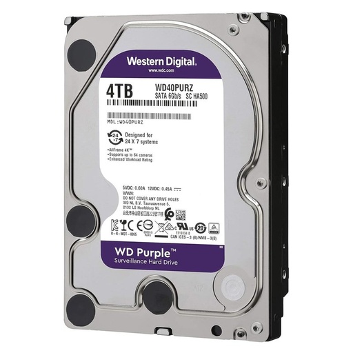 [ZWD43PURZ] 4TB Hard Disk 3.5 SATA 6Gb/s 5400rpm 256MB Cache Interno, Per Videosorveglianza