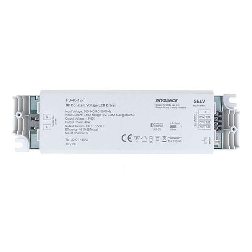 [CD71040] Alimentatore Dimmerabile CV 12V 40W 3 Canali Con Telecomando RF 2.4G Per Striscia Led 12V PB-40-12-3