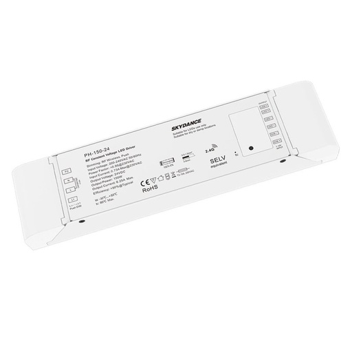 [CD62150] Alimentatore Dimmerabile CV 24V 150W Con Pulsante N.O. e Telecomando RF 2.4G Per Striscia Led 24V PH-150-24