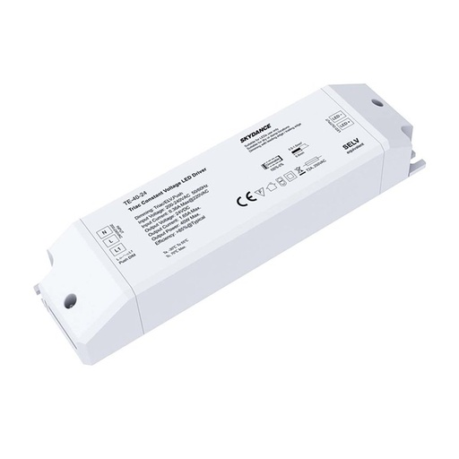 [CD32040] Alimentatore Dimmerabile CV 24V 40W Triac + Pulsante N.O. Varialuce Su 220V Per Striscia Led 24V TE-40-24