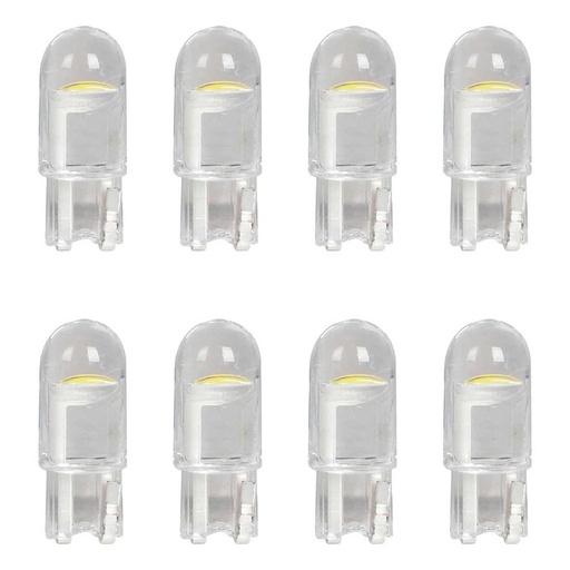 [PT200423X4] 8 Pezzi Lampada Led T10 W5W 1 COB 12V 0.6W 60lm Bianco Freddo 6500K 23mm