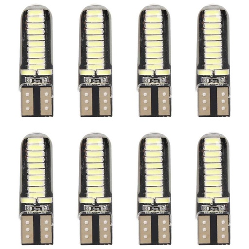 [PT200429X4] 8 Pezzi Lampada Led T10 W5W 24 SMD 4014 12V 1.2W 40lm Bianco Freddo 6500K 34mm