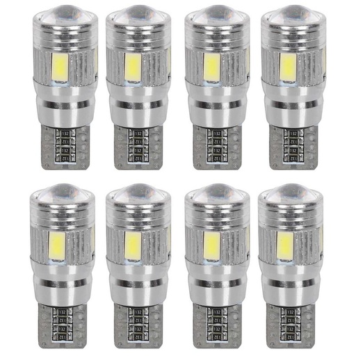 [PT200336X4] 8 Pezzi Lampada Led T10 W5W 6 SMD 5630 12V 1.8W 300lm Bianco Freddo 6500K 30mm