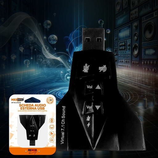 [VH870338] Adattatore Scheda Audio USB2.0 con Doppio Ingresso Jack 3.5mm per Cuffie e Microfono Regolabile Supporta 7.1 Audio Surround Compatibilità Universale