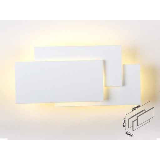 [LD8202C] Applique Lampada LED da Muro 12W 3000K Carcassa Bianca Rettangolare con Forme Sovrapposte IP20 SKU-218202