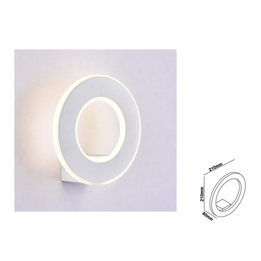 [LD8225C] Applique Lampada LED da Muro Circolare 9W 3000K Carcassa Bianca IP20 Effetto Sole SKU-8225