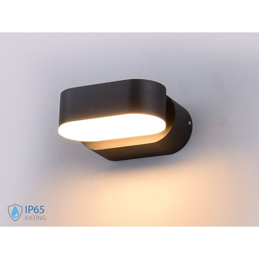 [LD9817C] Applique Led Da Parete Dayna 6W 3000K Carcassa Nera Ovale Orientabile 360 Gradi IP65 SKU-218288